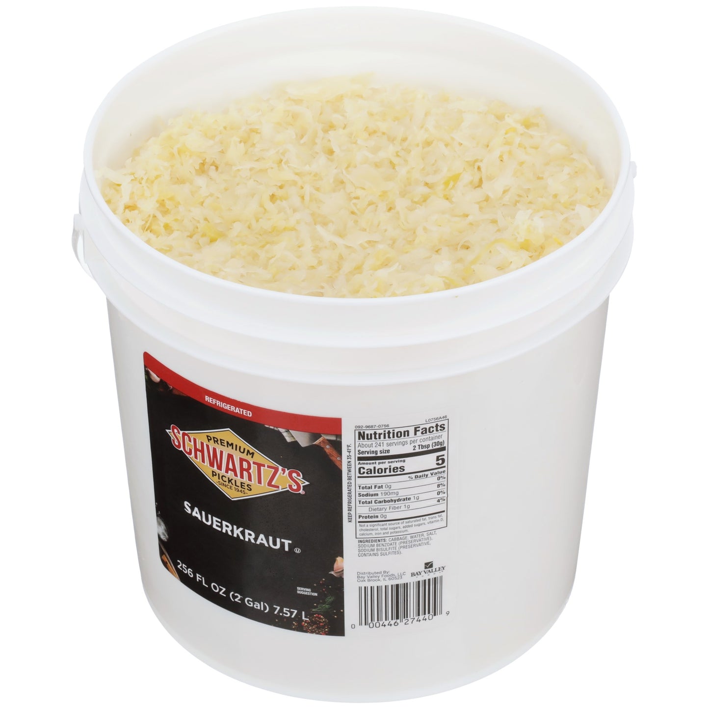 Schwartz's Schwartz Label Sauerkraut Never Cooked 744 1-2 Gallon Kosher 1-2 Gallon