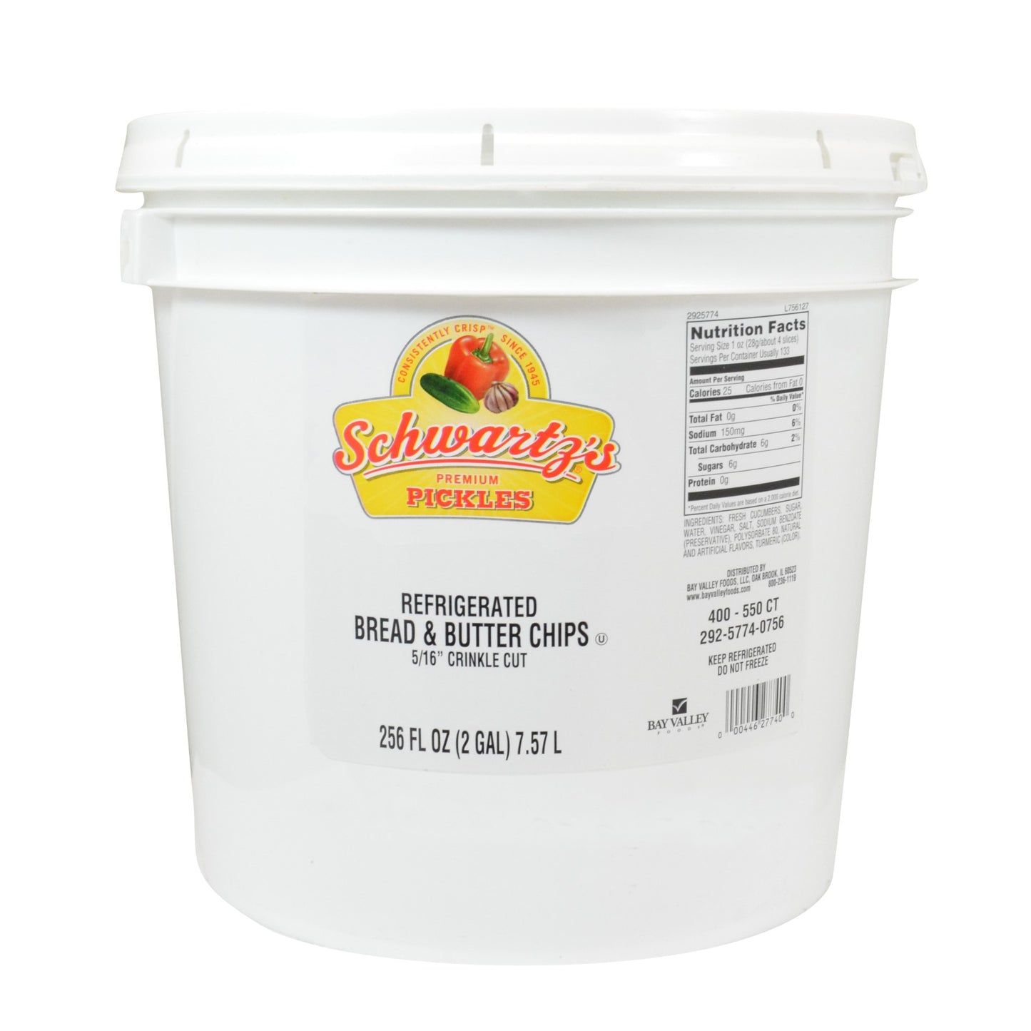 Schwartz's Pickle Chips Bread & Butter Crinkle Cut 5/16 1-2 Gallon Kosher 1-2 Gallon