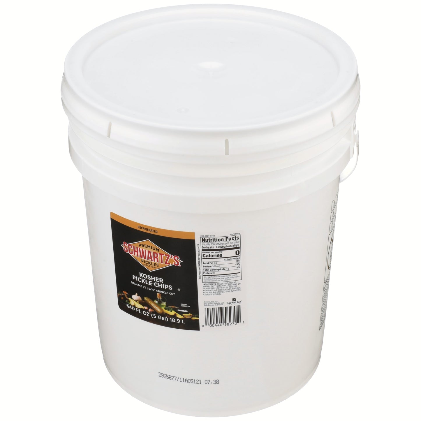 Schwartz's Pickle 827 Kosher Dill Cross Cut 5/16s 1-5 Gallon Gluten Free; Kosher 1-5 Gallon