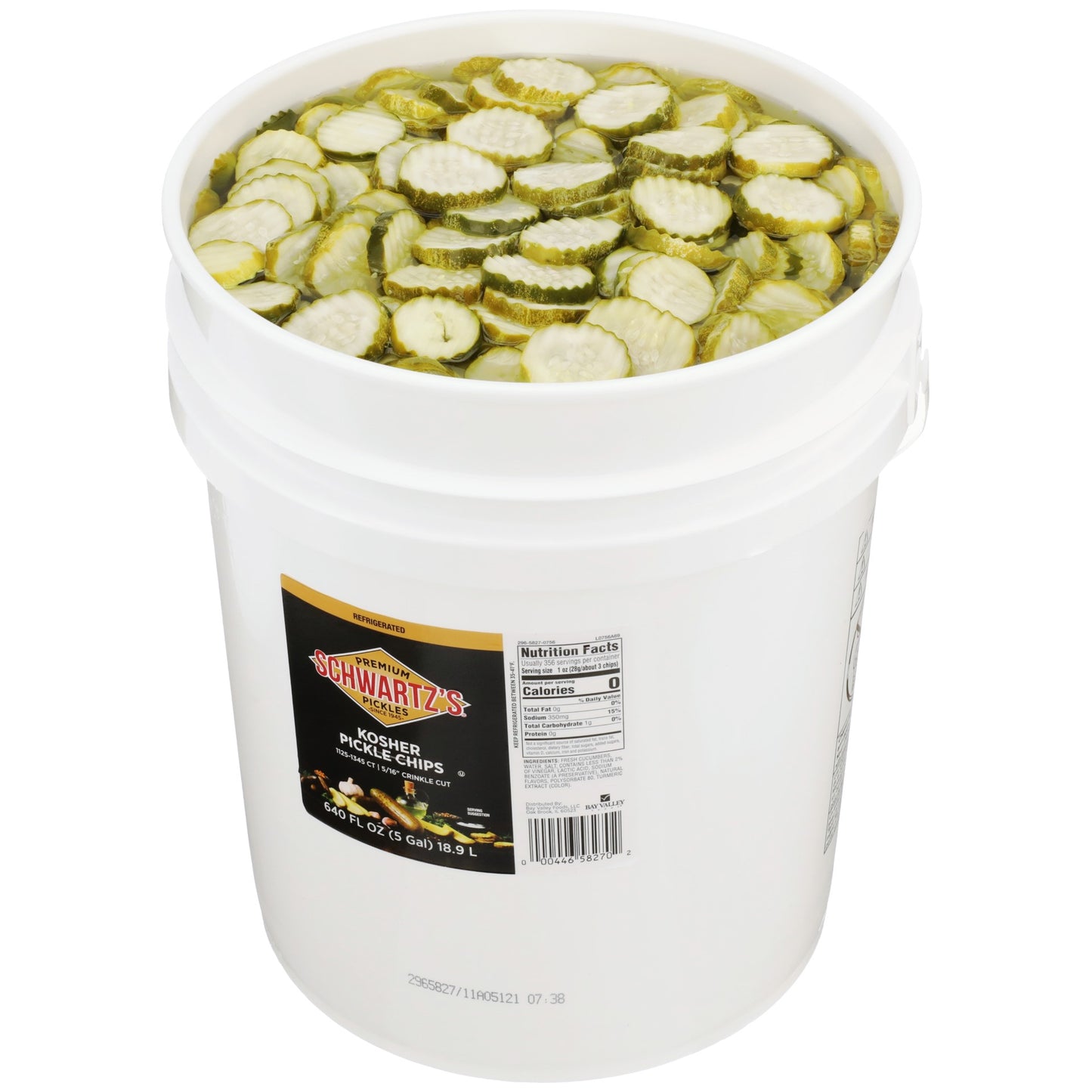 Schwartz's Pickle 827 Kosher Dill Cross Cut 5/16s 1-5 Gallon Gluten Free; Kosher 1-5 Gallon