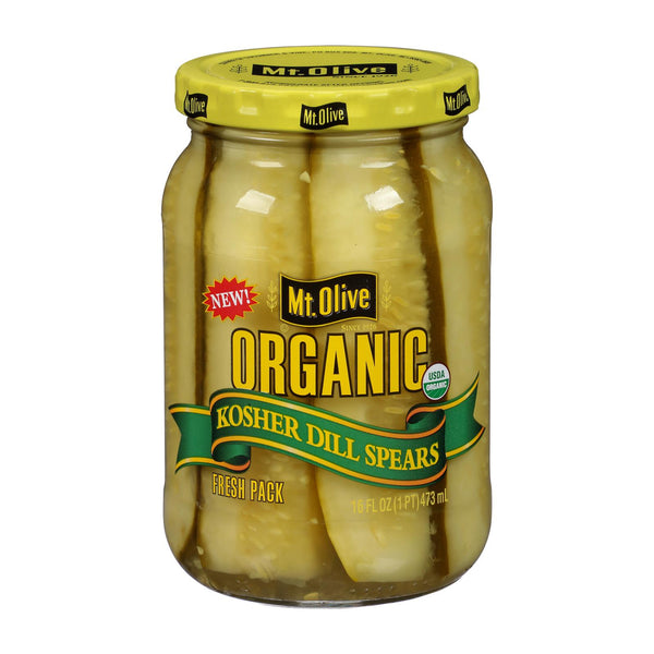 Mt Olive Pickle Co Organic Kosher Dill Spears - Case of 6 - 16 Fluid Ounce