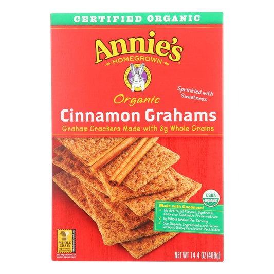 Annie's Homegrown Organic Cinnamon Graham Crackers - Case of 12 - 14.4 Ounce.