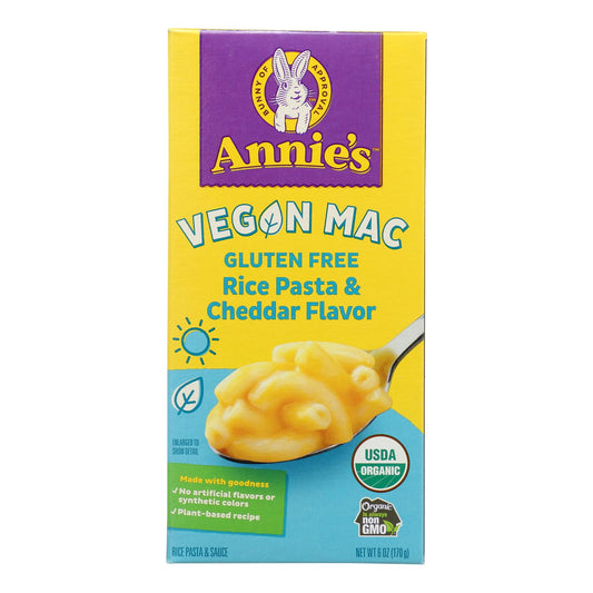 Annie's Homegrown Organic Gluten Free Vegan Elbows and Creamy Sauce Rice Pasta Dinner - Case of 12 - 6 Ounce.