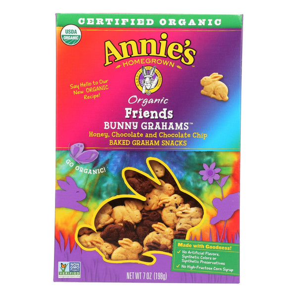 Annie's Homegrown Bunny Grahams Honey Chocolate And Chocolate Chip - Case Of 12 - 7 Ounce