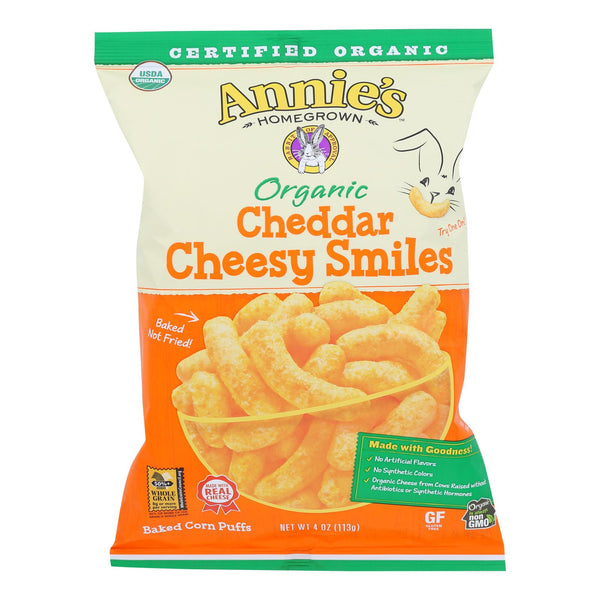 Annie'S Homegrown Cheese Puffs Cheddar - Case Of 12 - 4 Ounce