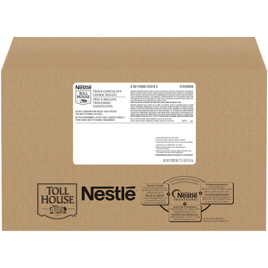 Tollhouse Triple Chocolaty Chip Cookie Dough 22.498 Pound Each - 1 Per Case.