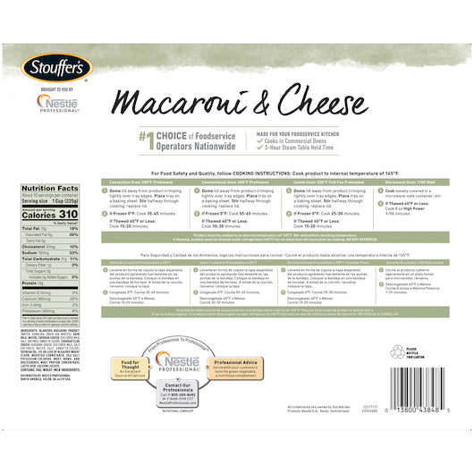 Stouffer's Macaroni And Cheese Tray 76 Ounce Size - 6 Per Case.