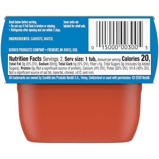 (2 Pack of 2 Oz) Gerber 1st Foods Carrot Baby Food 4 Ounce Size - 8 Per Case.