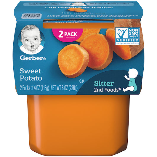 (2 pack of 4 Oz) Gerber 2nd Foods Sweet Potato Baby Food 8 Ounce Size - 8 Per Case.