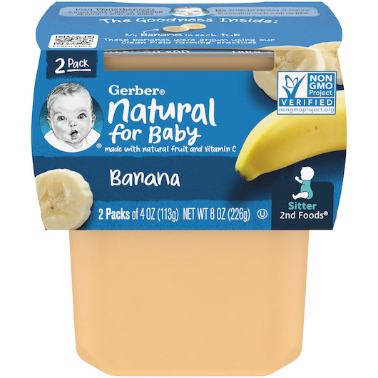 (2 pack of 4 Oz) Gerber 2nd Foods Banana Baby Food 8 Ounce Size - 8 Per Case.