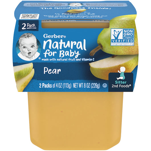 (2 pack of 4 Oz) Gerber 2nd Foods Pear Baby Food 8 Ounce Size - 8 Per Case.