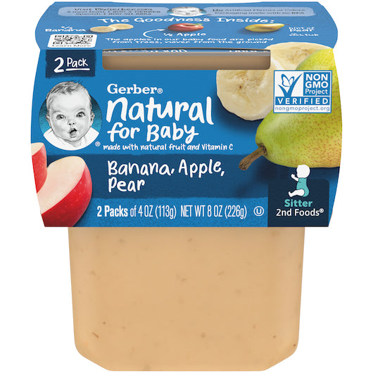 (2 pack of 4 Oz) Gerber 2nd Foods Banana Apple Pear Baby Food 8 Ounce Size - 8 Per Case.