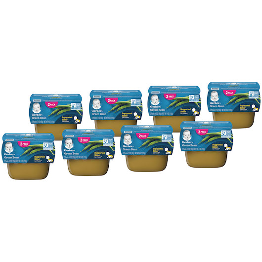 (2 Pack of 2 Oz) Gerber 1st Foods Green Bean Baby Food 4 Ounce Size - 8 Per Case.