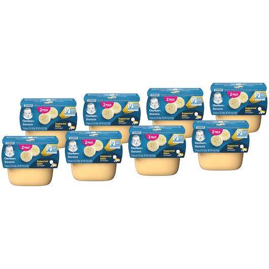 (2 Pack of 2 Oz) Gerber 1st Foods Banana Baby Food 4 Ounce Size - 8 Per Case.