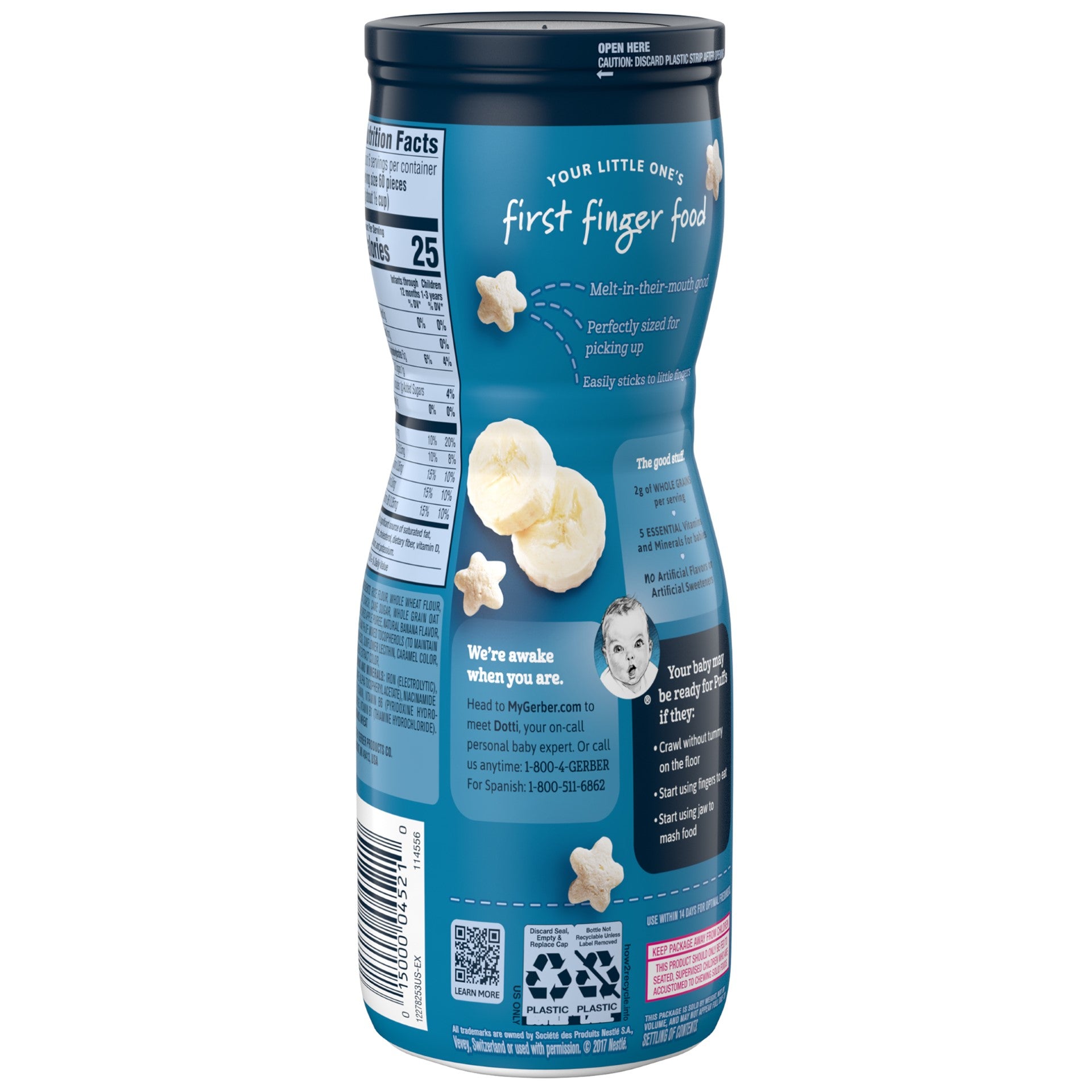 Gerber Graduates Cereal Snacks Banana Puffs 1.48 Ounce Size - 6 Per Case.