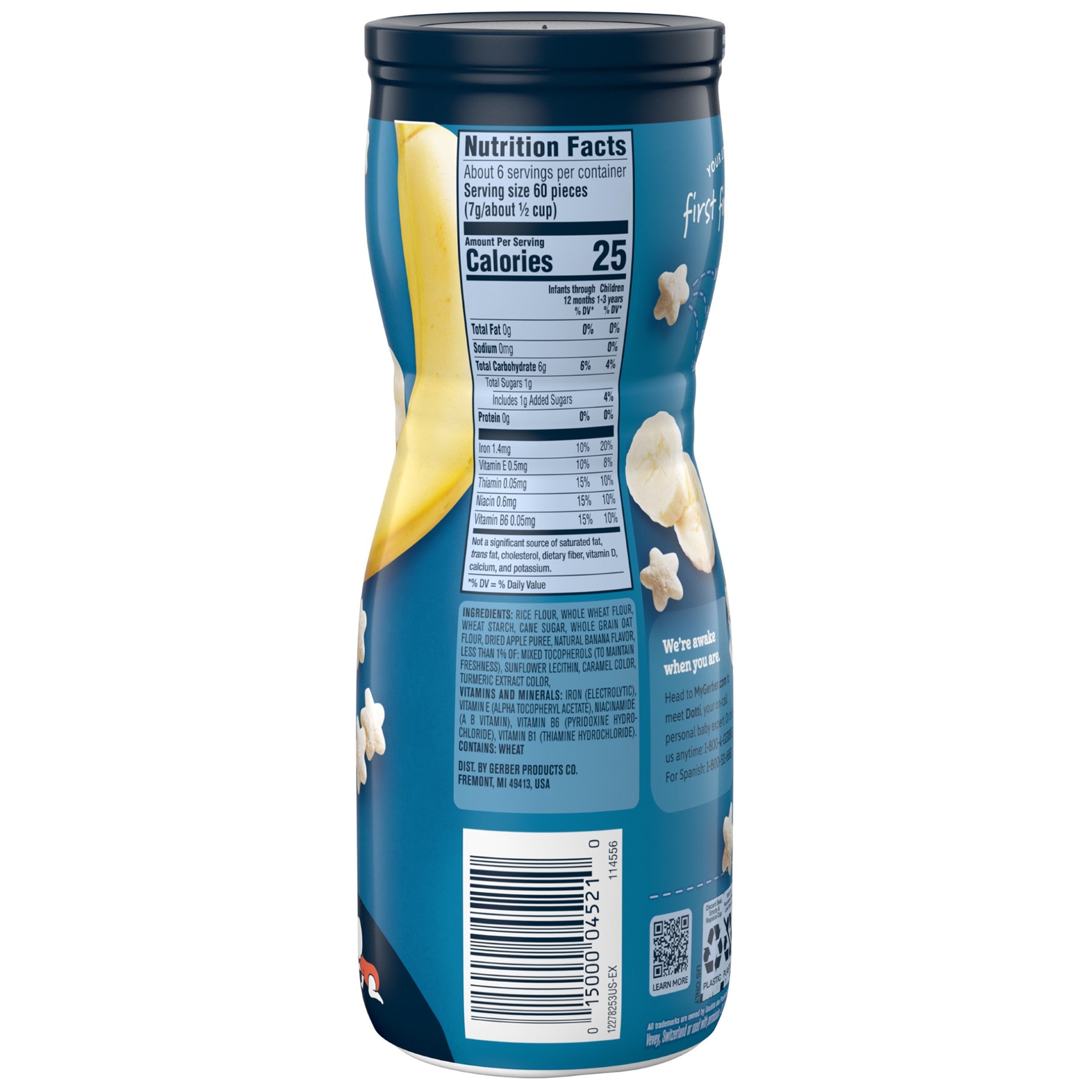 Gerber Graduates Cereal Snacks Banana Puffs 1.48 Ounce Size - 6 Per Case.