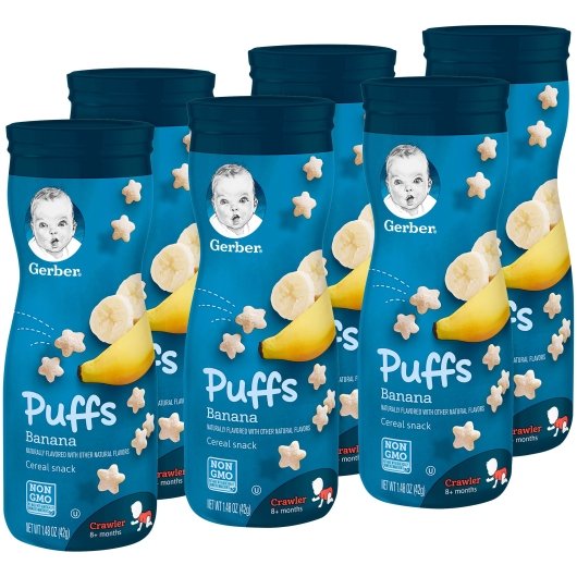 Gerber Graduates Cereal Snacks Banana Puffs 1.48 Ounce Size - 6 Per Case.