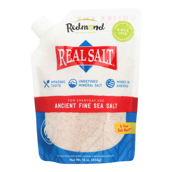 Real Salt Sea Salt - Ancient - Fine - Pouch - Case of 6 - 16 Ounce