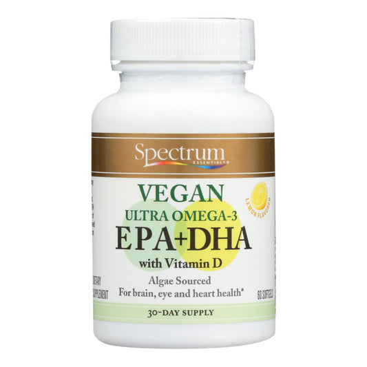 Spectrum Essentials Vegan Ultra Omega - 3 EPA and DHA Capsules - 60 Soft Gels