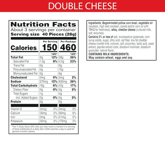 Kellogg's Cheez It Puffed Double Cheese, 3 Ounces - 6 Per Case.
