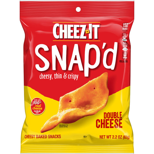 Kellogg's Cheez It Snap'd Double Cheese Crackers 2.2 Ounce Size - 6 Per Case.