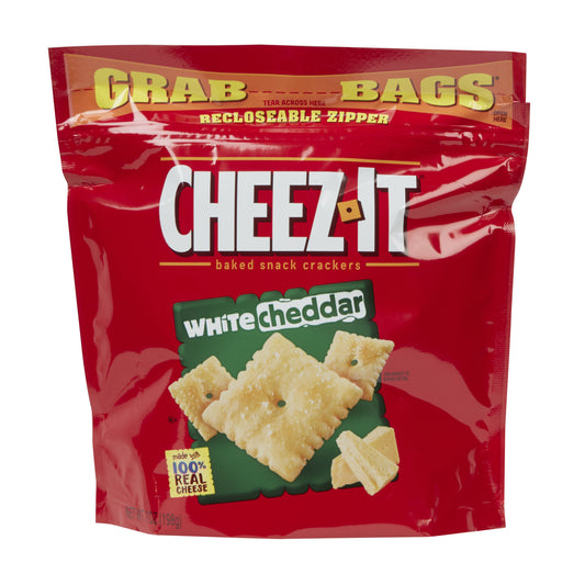 Cheez-It Grab Bag Recloseable White Cheddar Crackers, 7 Ounces - 6 Per Case.