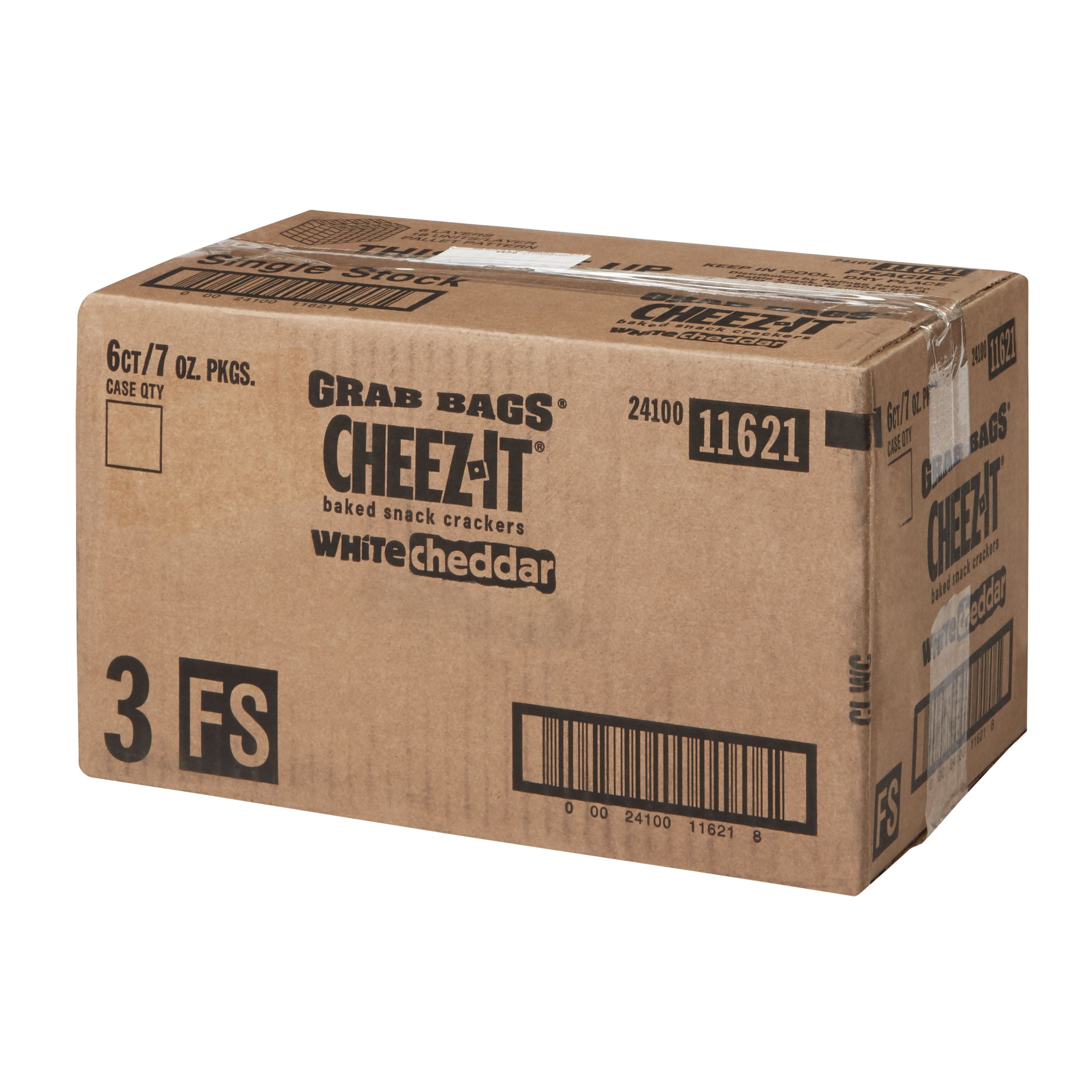 Cheez-It Grab Bag Recloseable White Cheddar Crackers, 7 Ounces - 6 Per Case.