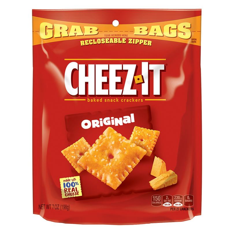 Cheez-It Grab Bag Reclosable Original Crackers, 7 Ounces - 6 Per Case.