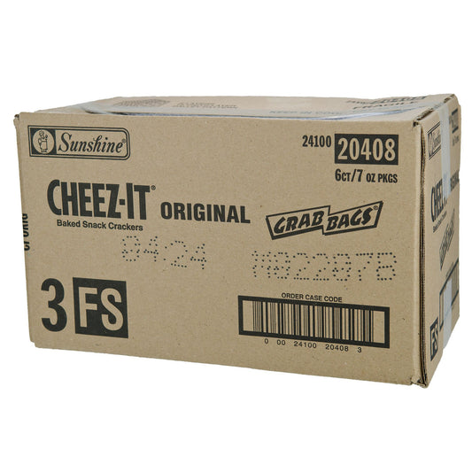 Cheez-It Grab Bag Reclosable Original Crackers, 7 Ounces - 6 Per Case.