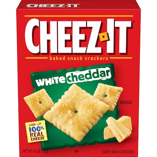 Kellogg's Cheez It Crackers White Cheddar 4.5 Ounce Size - 12 Per Case.