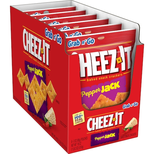 Kellogg's Cheez It Crackers Pepper Jack 3 Ounce Size - 36 Per Case.