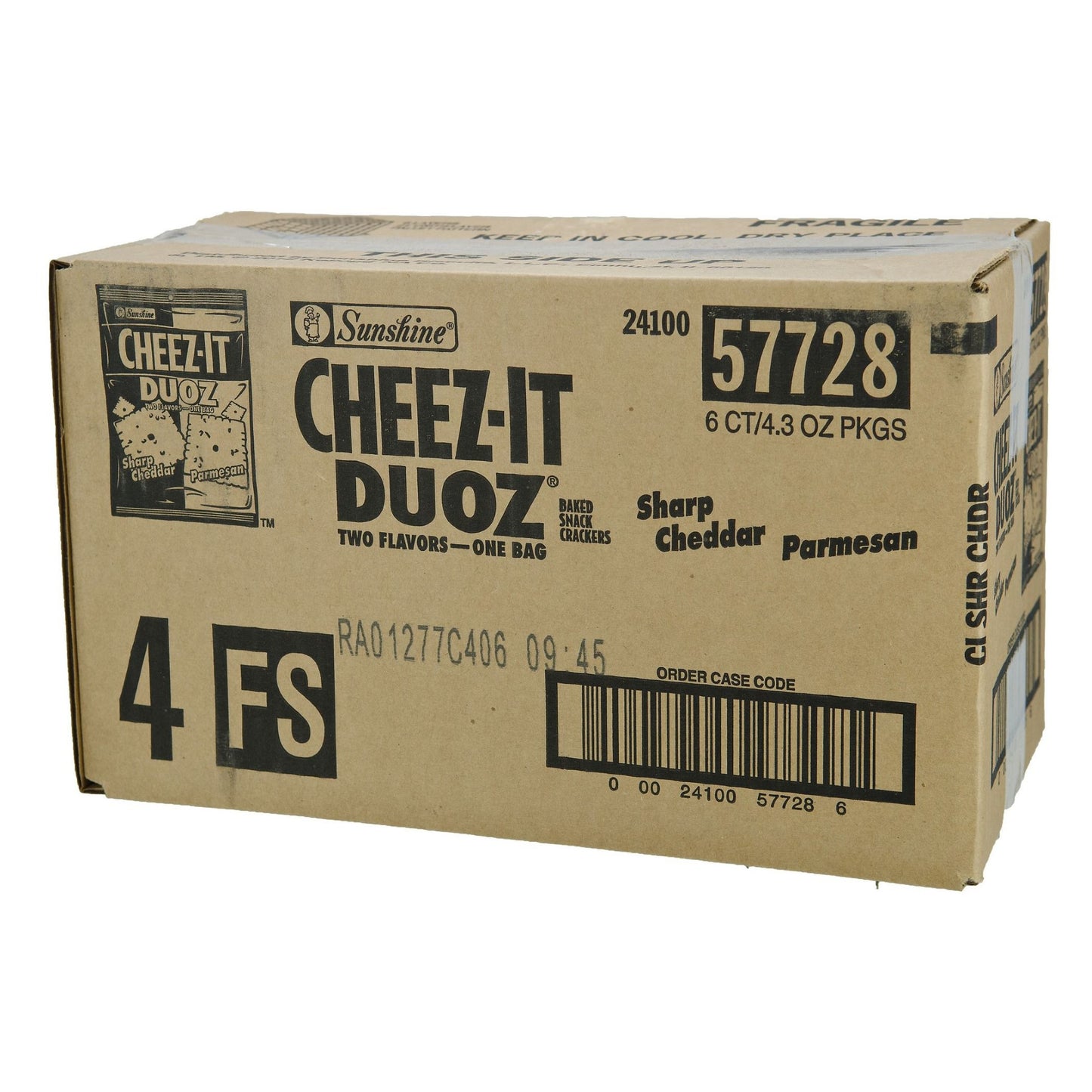 Cheez-It Sharp Cheddar & Parmesan Snack Mix, 4.3 Ounces - 6 Per Case.