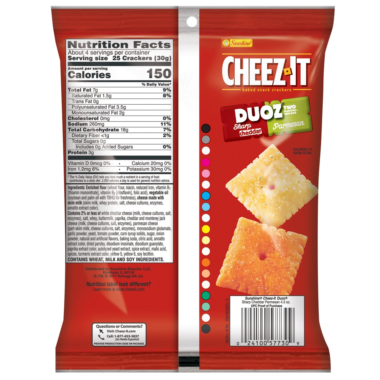 Cheez-It Sharp Cheddar & Parmesan Snack Mix, 4.3 Ounces - 6 Per Case.