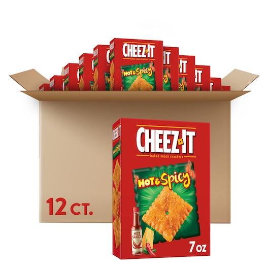 Kellogg's Cheez It Hot & Spicy Tabasco Cracker 7 Ounce Size - 12 Per Case.