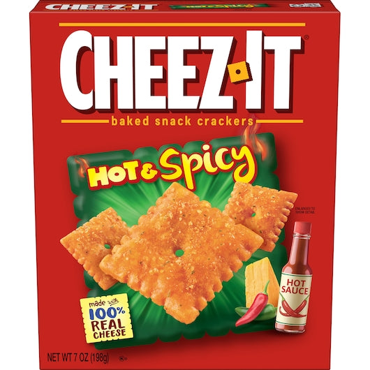 Kellogg's Cheez It Hot & Spicy Tabasco Cracker 7 Ounce Size - 12 Per Case.