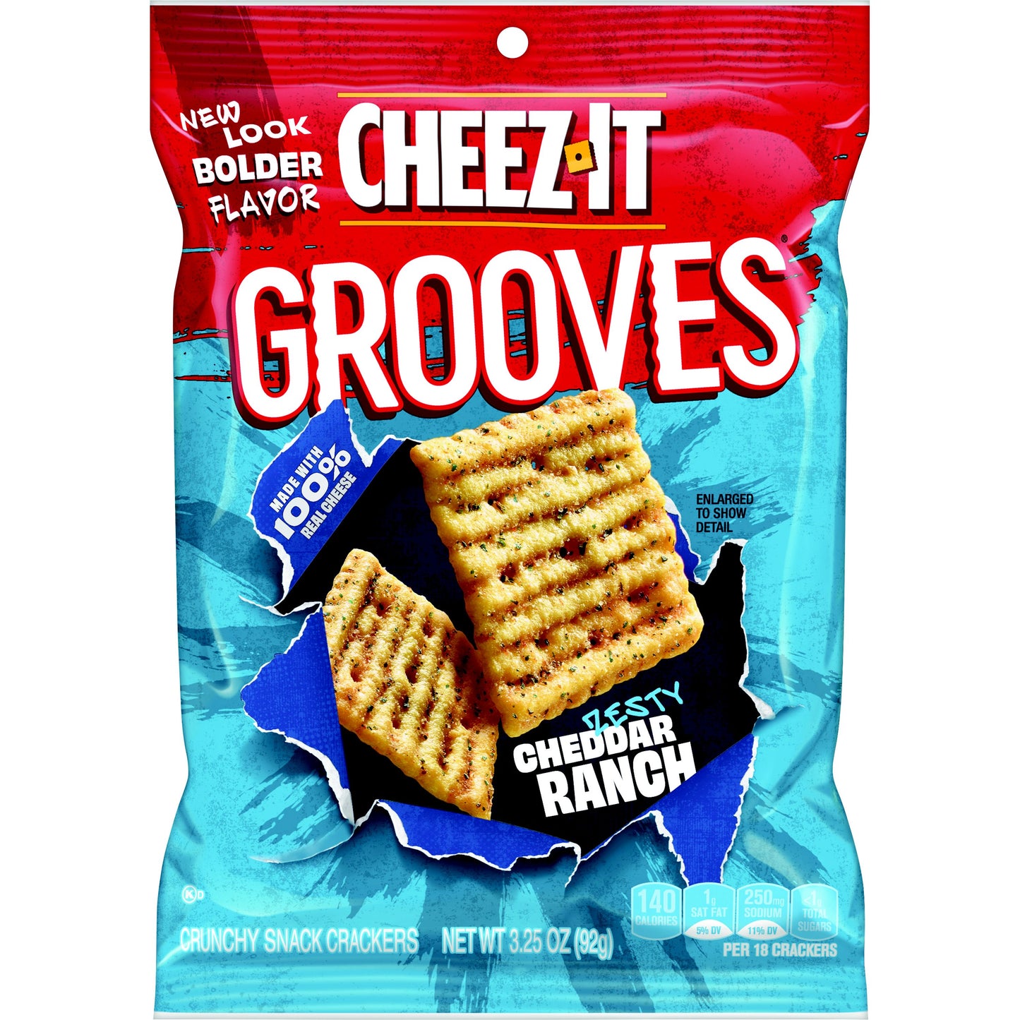 Kellogg's Cheez It Crackers Grooves Cheddar Ranch 3.25 Ounce Size - 6 Per Case.