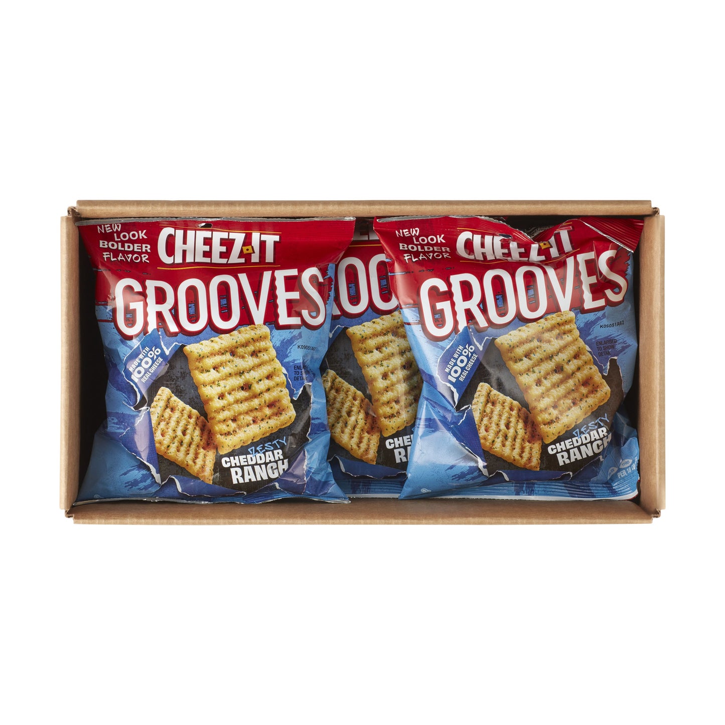 Kellogg's Cheez It Crackers Grooves Cheddar Ranch 3.25 Ounce Size - 6 Per Case.