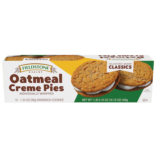 Fieldstone Bakery Oatmeal Creme Pie 1 Each - 192 Per Case.