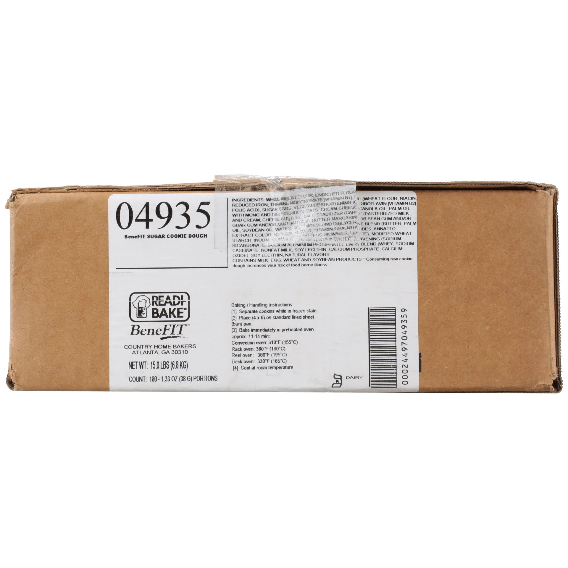 Benefit 51% Whole Grain Golden Sugar Cookie Dough 1.33 Ounce Size - 180 Per Case.