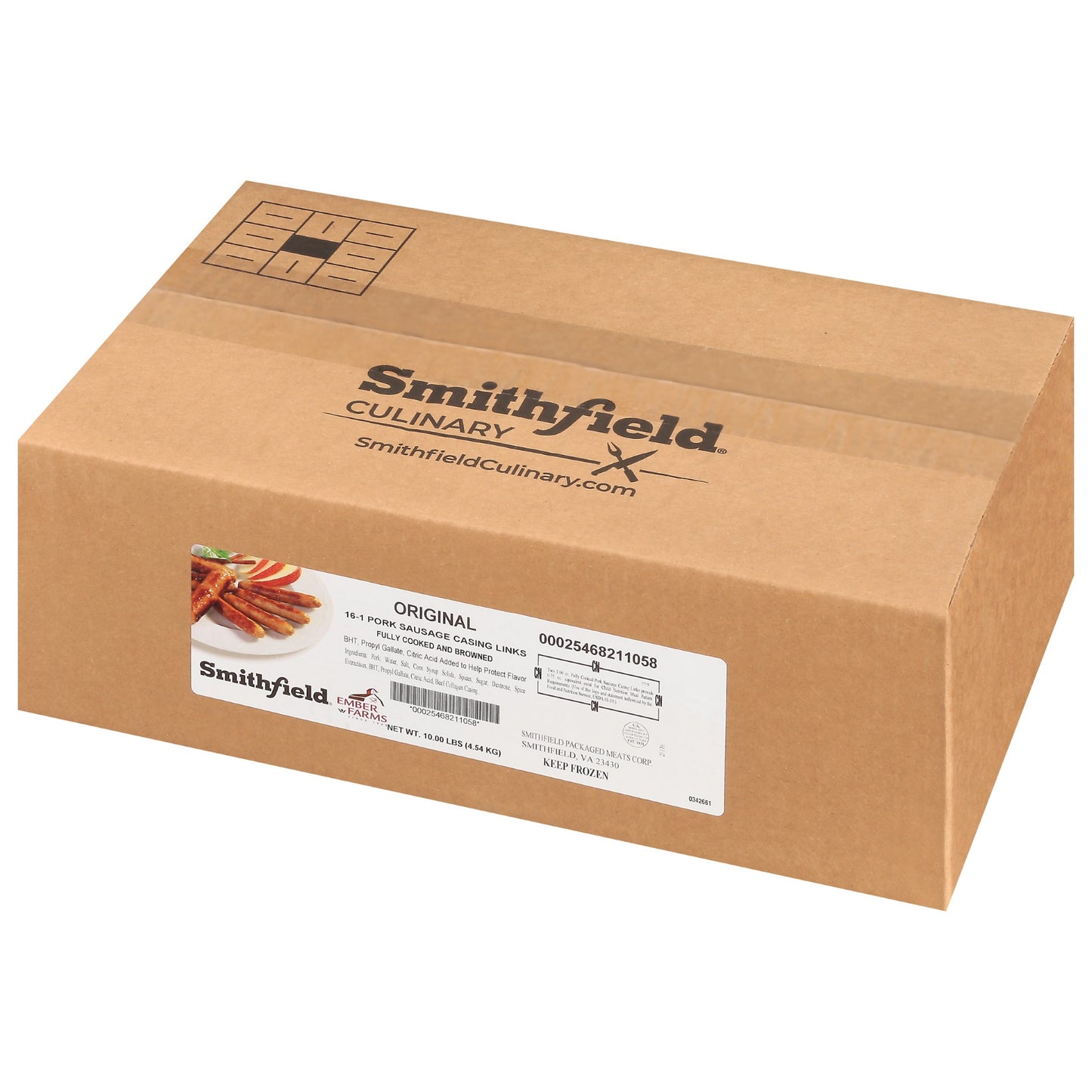 Sausage Link Ember Farms Fully Cooked Original Child Nutrition 10 Pound Each - 1 Per Case.