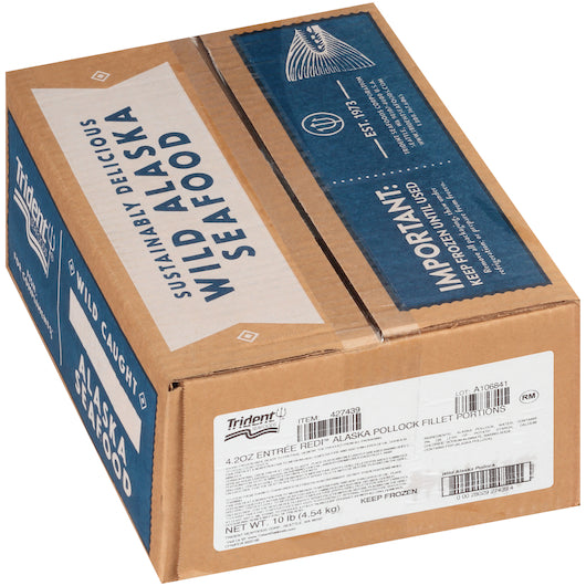 Trident Seafoods Entree Redi™ Alaskan Pollock Fillet 4.2 Ounce Portions, 10 Pound Each - 1 Per Case.