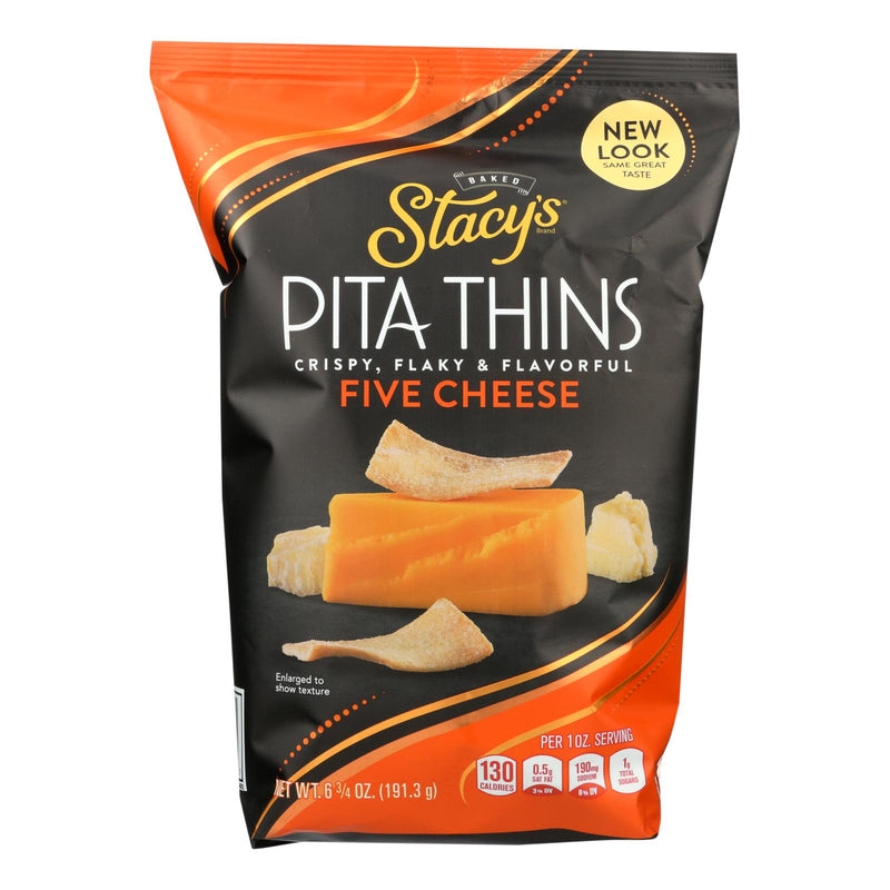 Stacy's Pita Chips 5 Cheese Pita Crisps - Cheese - Case of 8 - 6.75 Ounce.