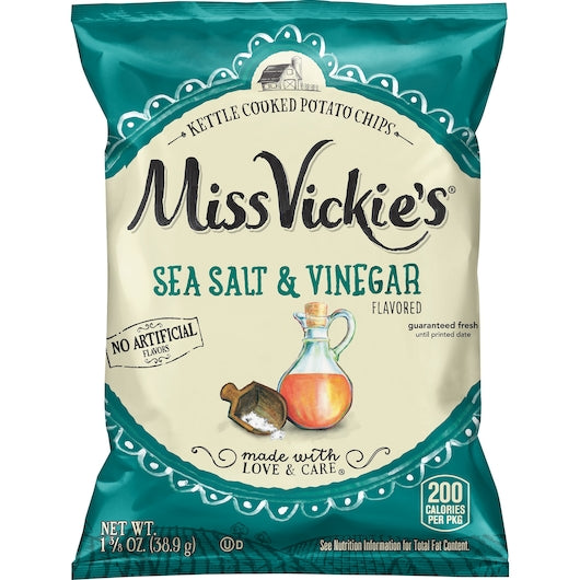 Miss Vickie's Potato Chips Salt & Vinegar 1.375 Ounce Size - 64 Per Case.