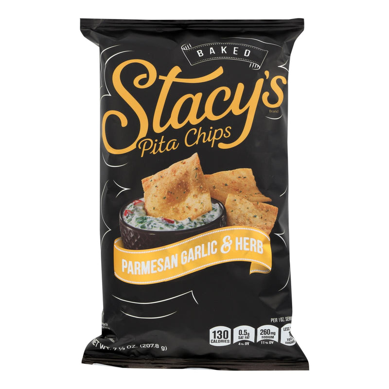 Stacy's Pita Chips Parmesan Garlic and Herb Pita Chips - Parmesan Garlic - Case of 12 - 7.33 Ounce.