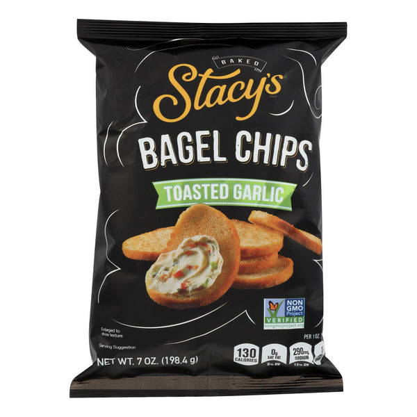 Stacy's Pita Chips Bagel Chips - Toastd Garlic - Case of 12 - 7 Ounce