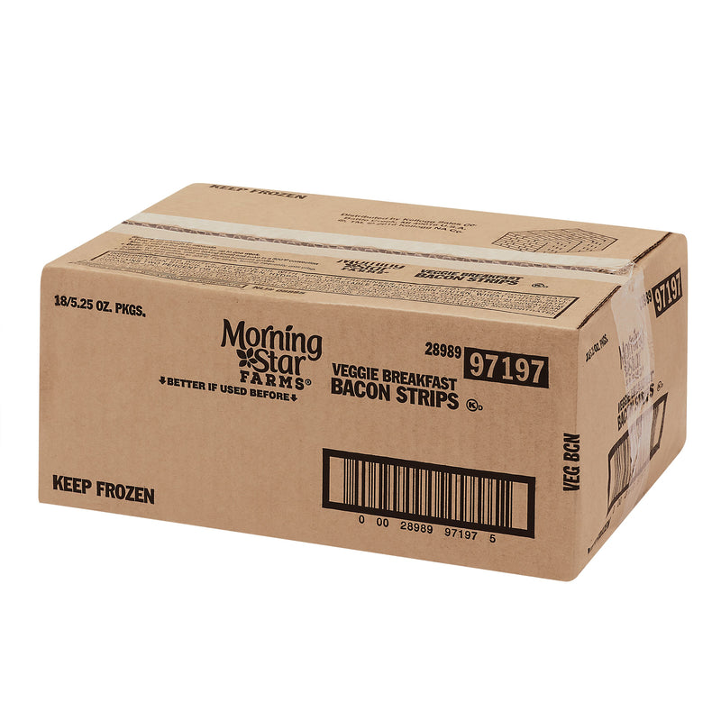 Morningstar Farms Veggie Breakfast Bacon Strips, 96 Ounces- 1 Per Case.