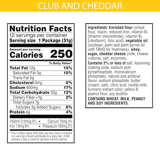 Kellogg's Keebler Club Kings Blend Cheddar Cracker, 1.8 Ounces - 144 Per Case.