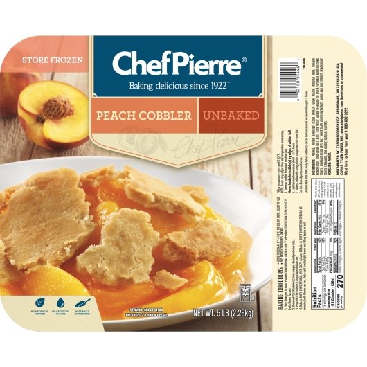 Chef Pierre Peach Country Fruit Cobbler 80 Ounce Size - 4 Per Case.