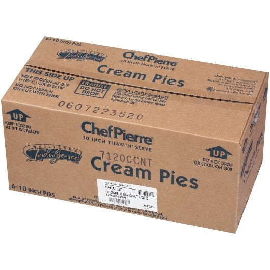 Chef Pierre No Sugar Added Coconut Cream 10" Pie 1.75 Pound Each - 6 Per Case.