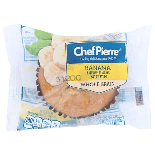 Chef Pierre Whole Grain Individually Wrapped Banana Muffin 2 Ounce Size - 48 Per Case.